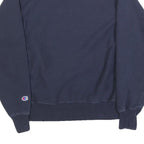 CHAMPION Mens Navy Blue Crew Neck S Cotton Blend Pullover Sweatshirt Logo