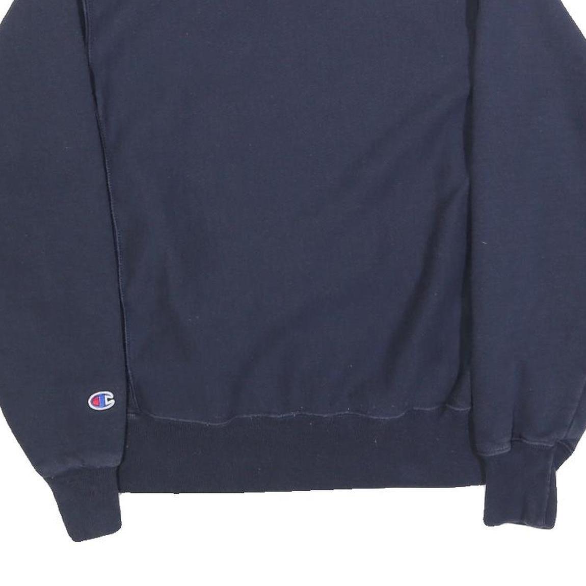 CHAMPION Mens Navy Blue Crew Neck S Cotton Blend Pullover Sweatshirt Logo