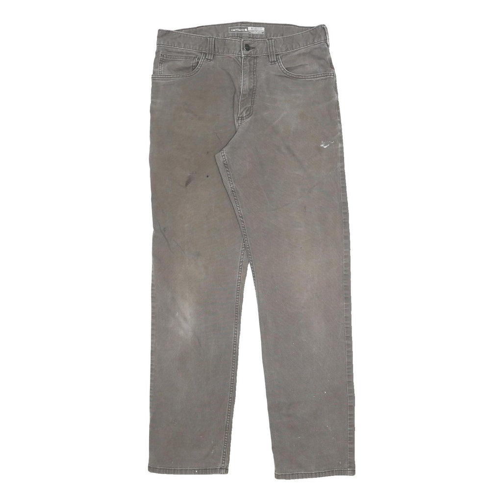 CARHARTT Mens Cotton Blend Grey Relaxed Straight Trousers W32 L34 Workwear