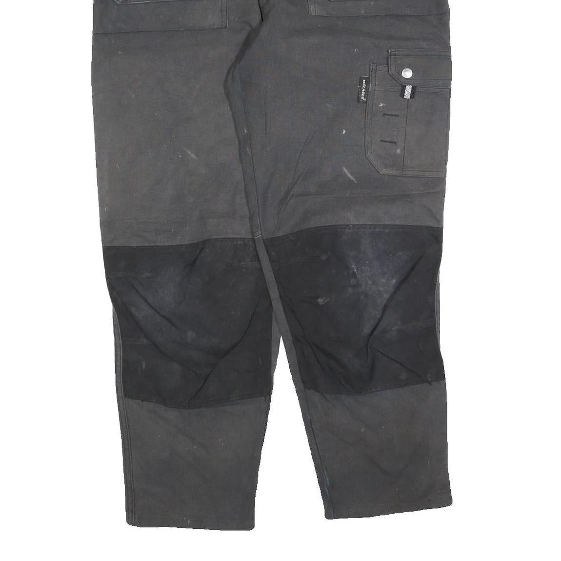 DICKIES Mens Cotton Blend Black Workwear Trousers Regular Fit W34 L28 Heavy Duty