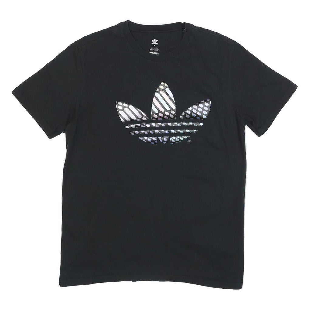 ADIDAS Womens Black Graphic T-Shirt M Short Sleeve Crew Neck Casual Cotton Blend