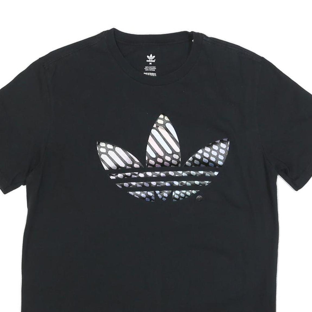 ADIDAS Womens Black Graphic T-Shirt M Short Sleeve Crew Neck Casual Cotton Blend