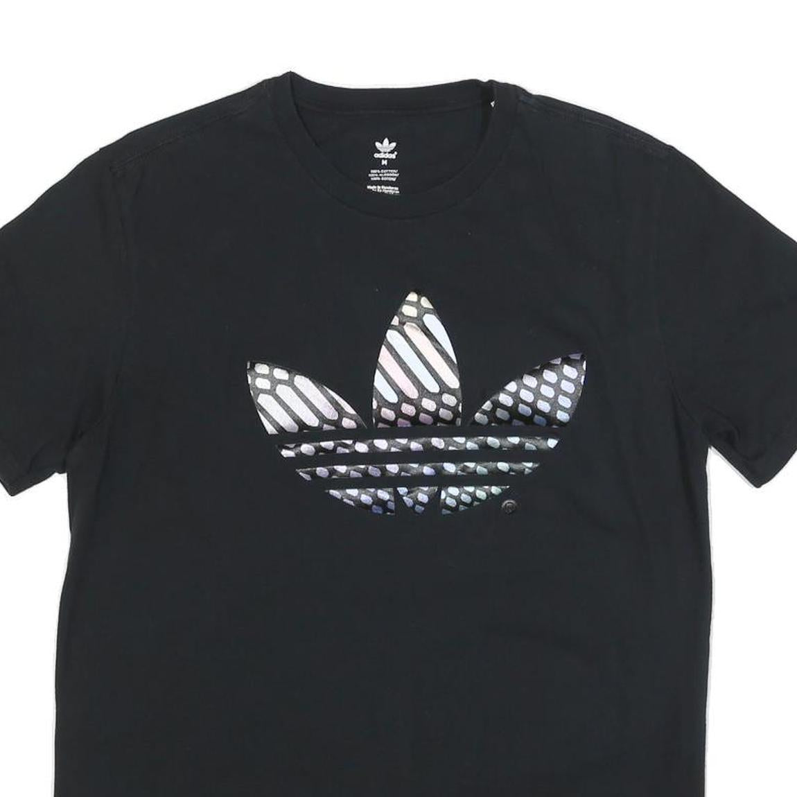 ADIDAS Womens Black Graphic T-Shirt M Short Sleeve Crew Neck Casual Cotton Blend