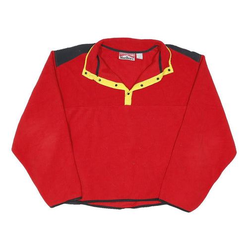 MARLBORO Womens Red & Yellow Plain Pullover Jumper Crew Neck Polyester XL Fleece