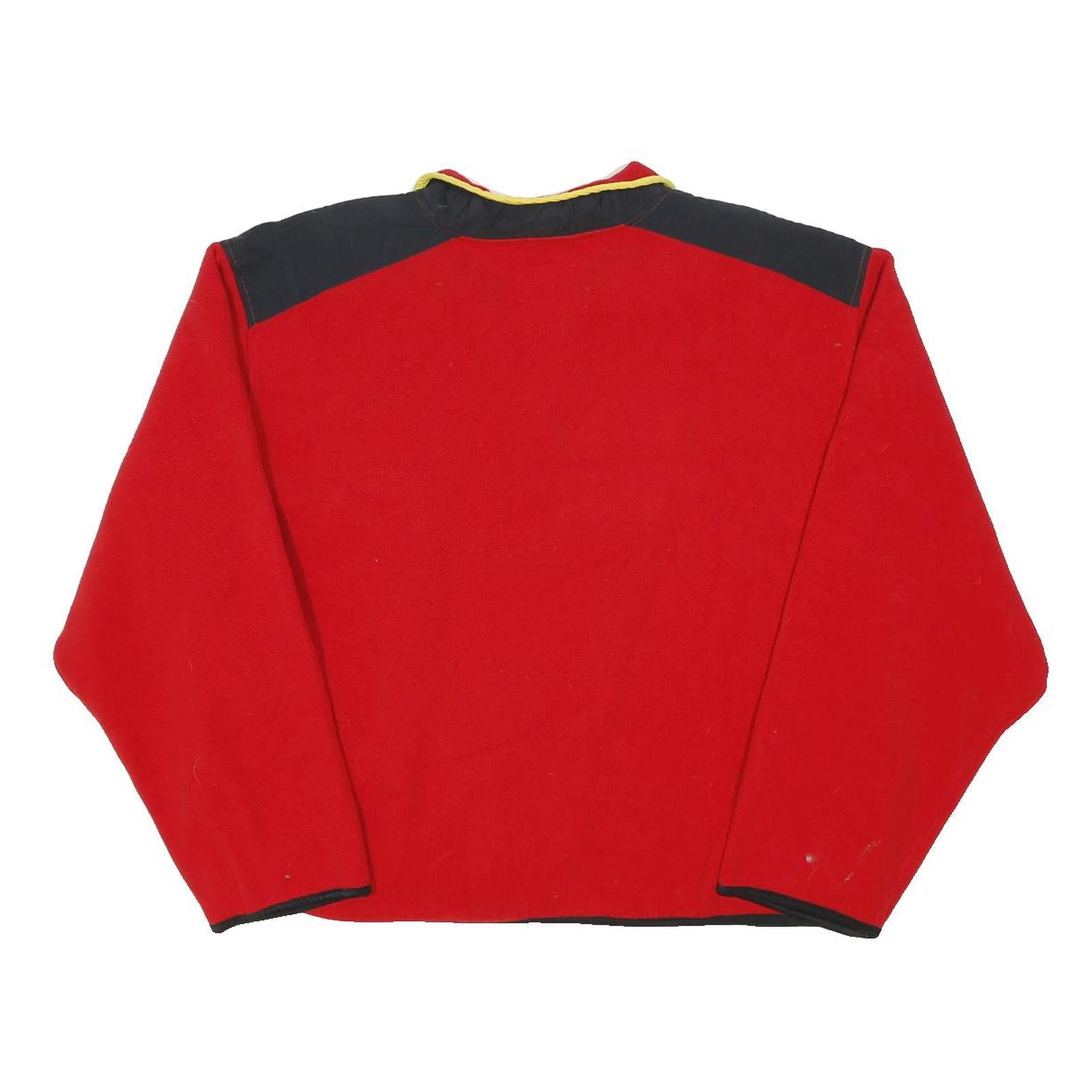 MARLBORO Womens Red & Yellow Plain Pullover Jumper Crew Neck Polyester XL Fleece