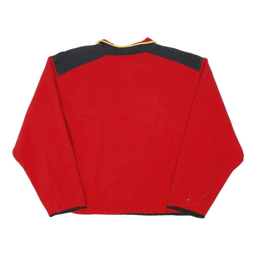 MARLBORO Womens Red & Yellow Plain Pullover Jumper Crew Neck Polyester XL Fleece