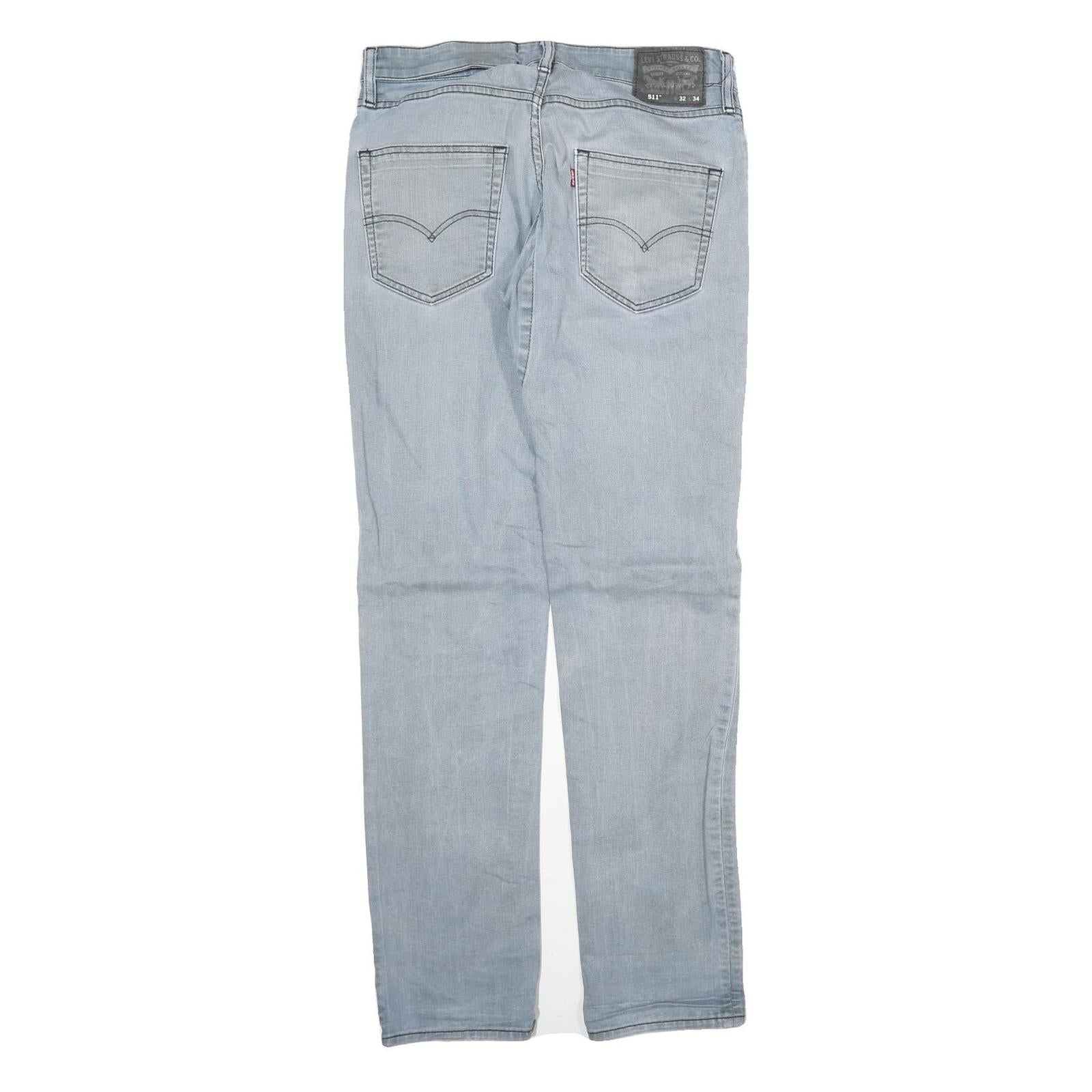 LEVI'S Mens Slim Light Blue Denim Zip Jeans W32 L34 Classic Casual Wear