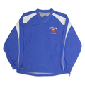 HOLLOWAY Mens Blue & White Outlaw Baseball V-Neck L Sweatshirt Pullover Sports
