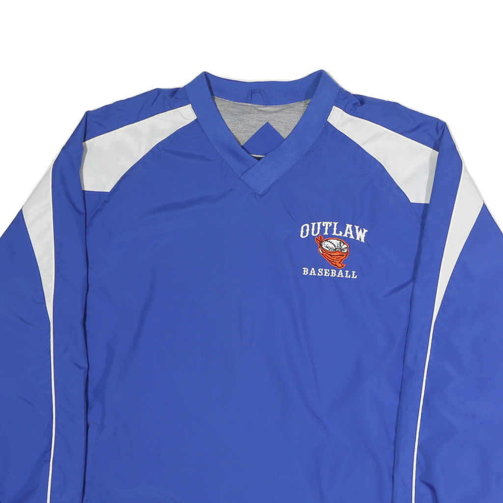 HOLLOWAY Mens Blue & White Outlaw Baseball V-Neck L Sweatshirt Pullover Sports