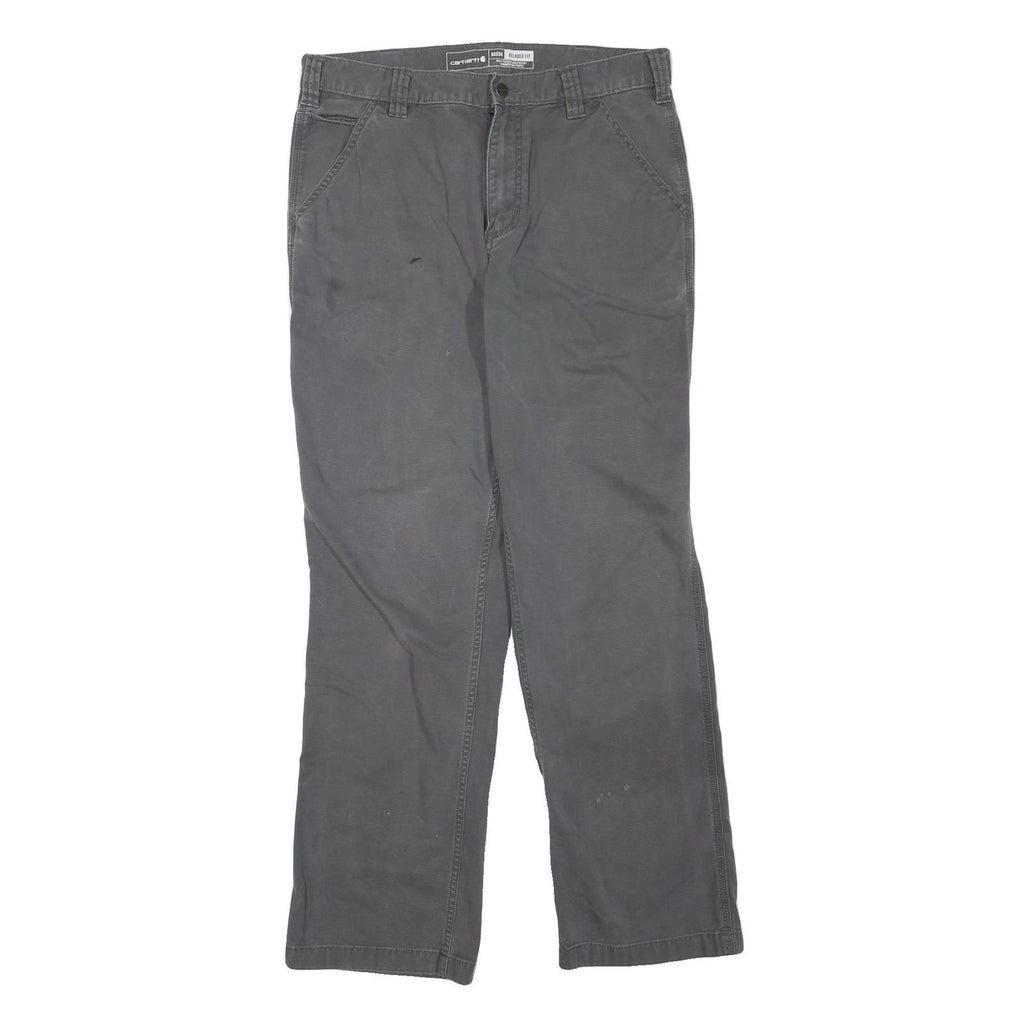 CARHARTT Mens Cotton Blend Grey Regular Straight Leg Trousers W34 L31 Workwear
