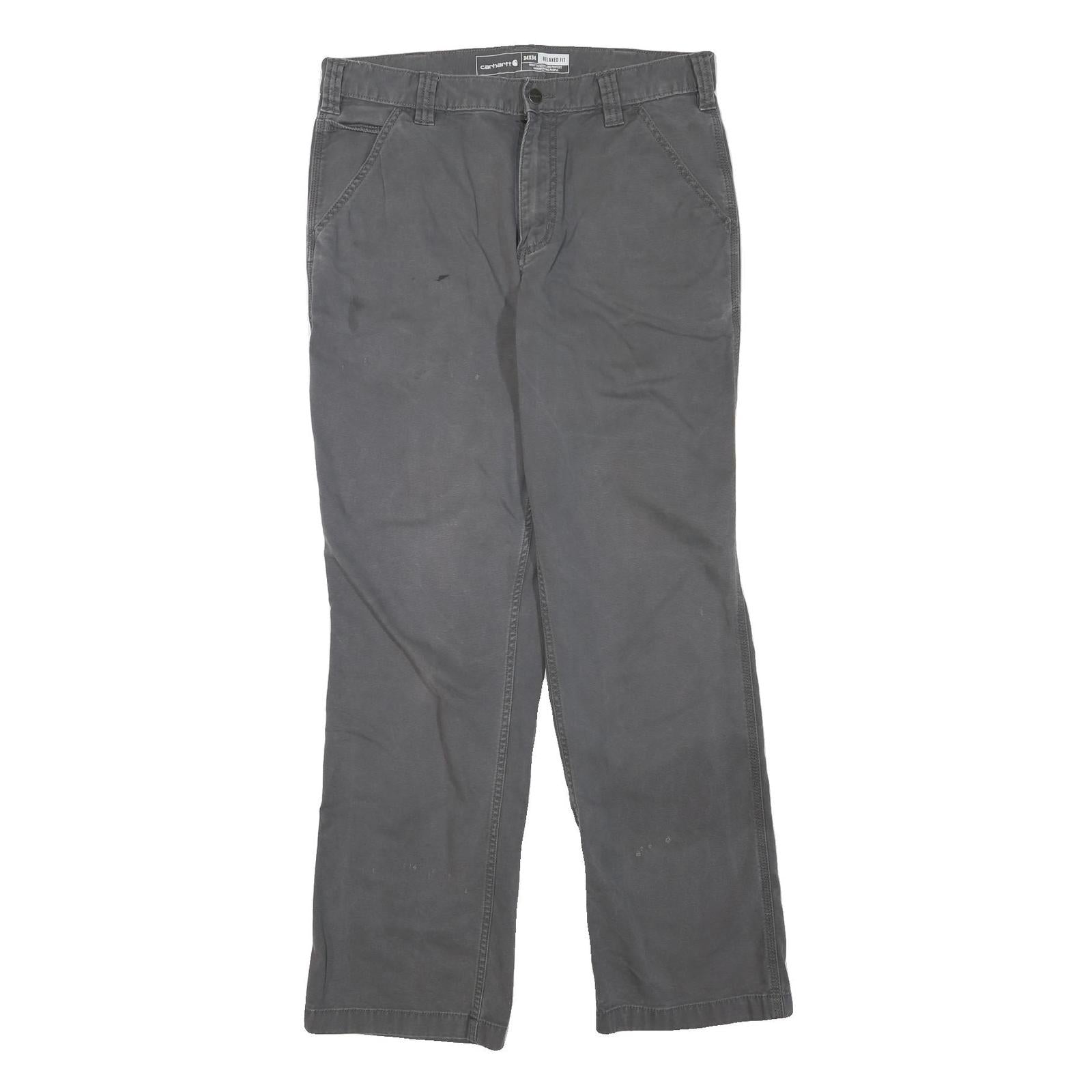 CARHARTT Mens Cotton Blend Grey Regular Straight Leg Trousers W34 L31 Workwear