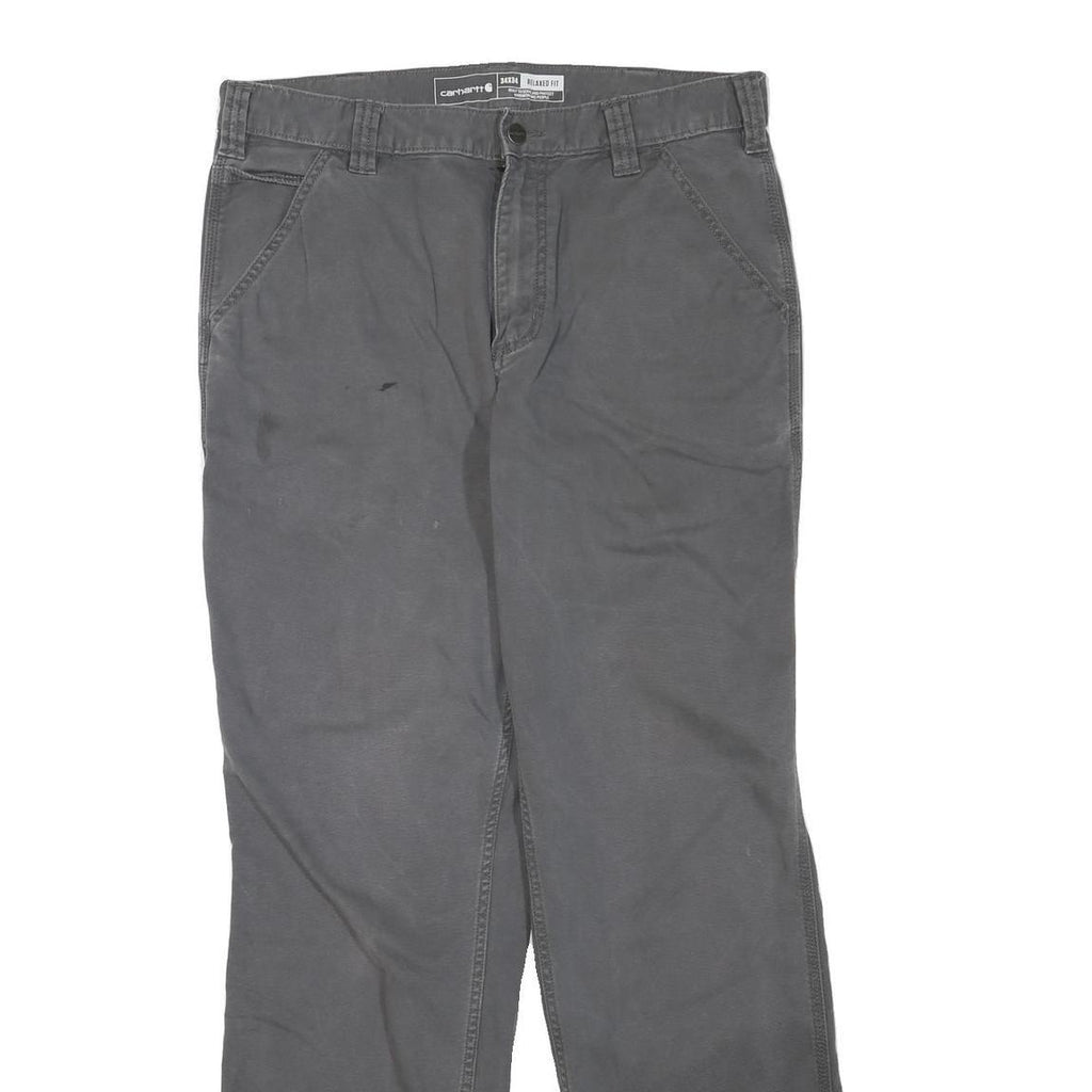 CARHARTT Mens Cotton Blend Grey Regular Straight Leg Trousers W34 L31 Workwear