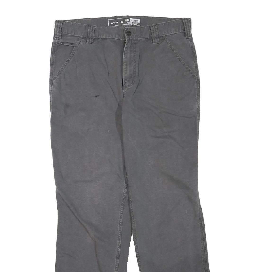 CARHARTT Mens Cotton Blend Grey Regular Straight Leg Trousers W34 L31 Workwear