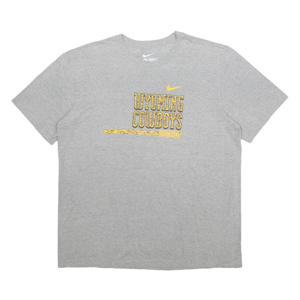 NIKE Mens Grey & Yellow Wyoming Cowboys Football T-Shirt XL Short Sleeve Crew