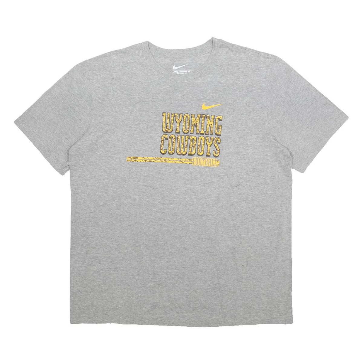 NIKE Mens Grey & Yellow Wyoming Cowboys Football T-Shirt XL Short Sleeve Crew
