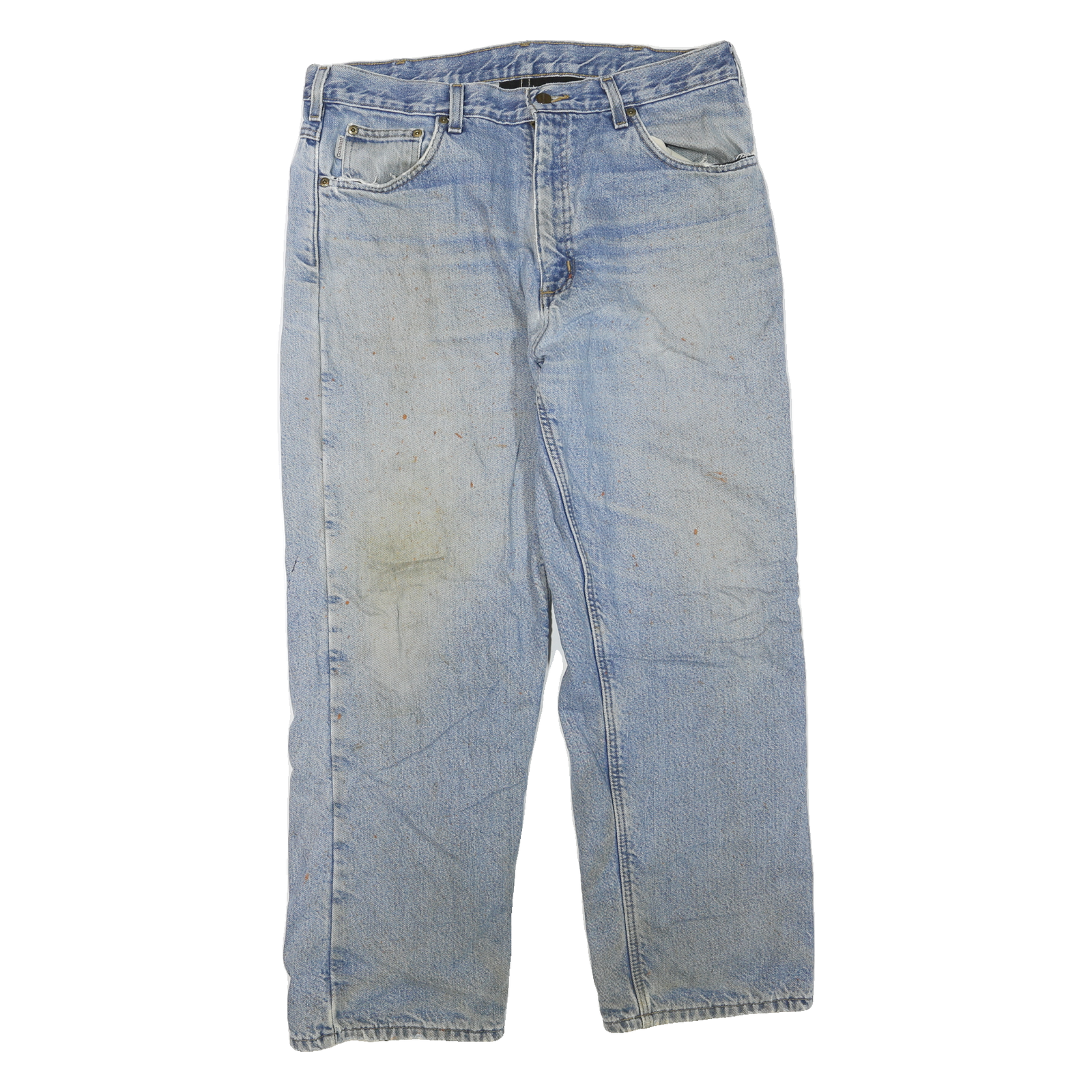 CARHARTT Mens Regular Fit Blue Denim Jeans W36 L30 Casual Cotton Blend Zip