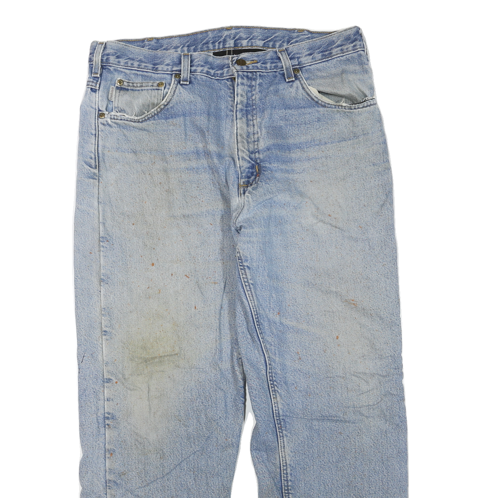 CARHARTT Mens Regular Fit Blue Denim Jeans W36 L30 Casual Cotton Blend Zip