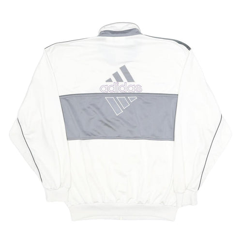 ADIDAS Mens White & Grey Logo Zip Jacket M Polyester Track Sportswear