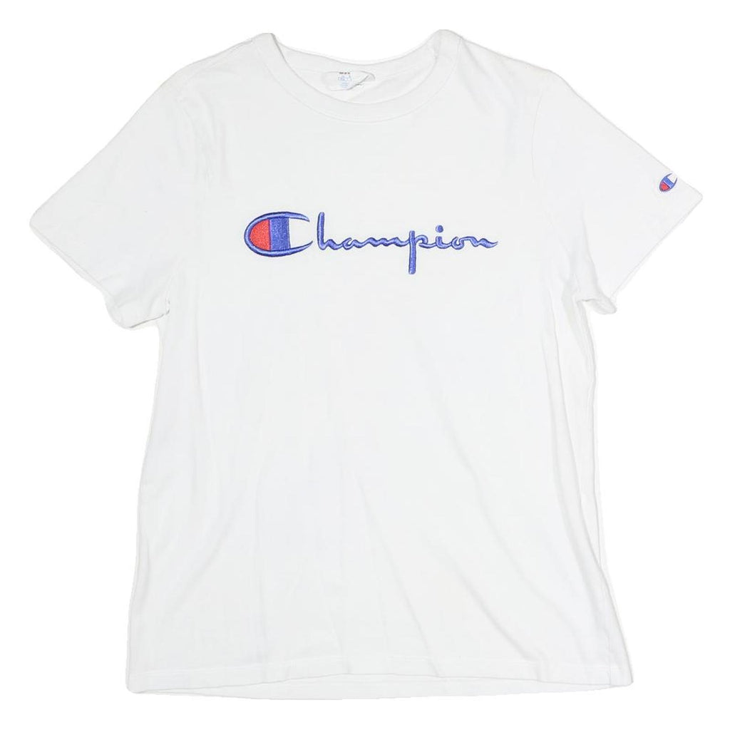 CHAMPION Womens White Graphic T-Shirt M Short Sleeve Crew Neck Cotton Casual