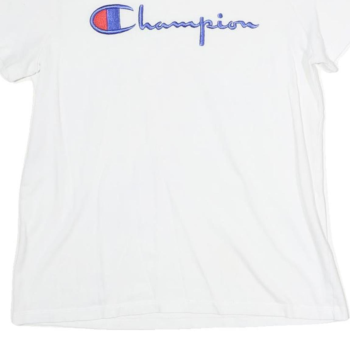 CHAMPION Womens White Graphic T-Shirt M Short Sleeve Crew Neck Cotton Casual