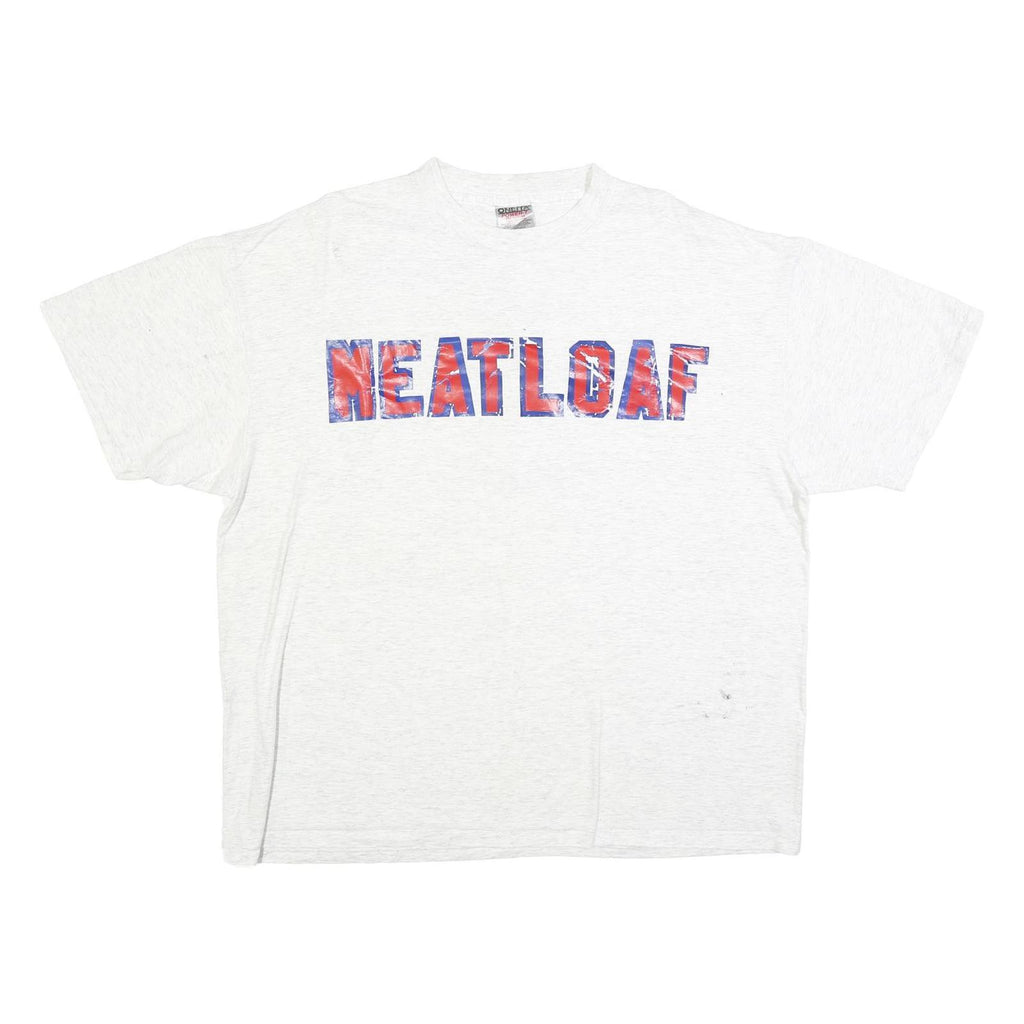 ONEITA Mens White Neatloaf Graphic T-Shirt XL Short Sleeve Crew Neck Vintage