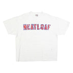 ONEITA Mens White Neatloaf Graphic T-Shirt XL Short Sleeve Crew Neck Vintage