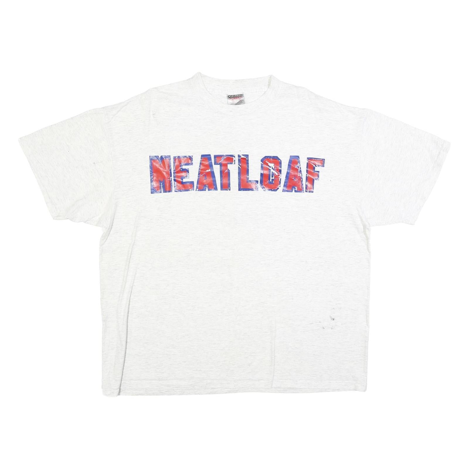 ONEITA Mens White Neatloaf Graphic T-Shirt XL Short Sleeve Crew Neck Vintage