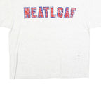 ONEITA Mens White Neatloaf Graphic T-Shirt XL Short Sleeve Crew Neck Vintage