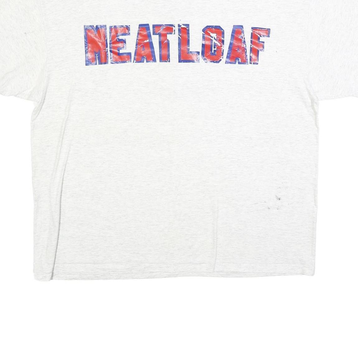 ONEITA Mens White Neatloaf Graphic T-Shirt XL Short Sleeve Crew Neck Vintage