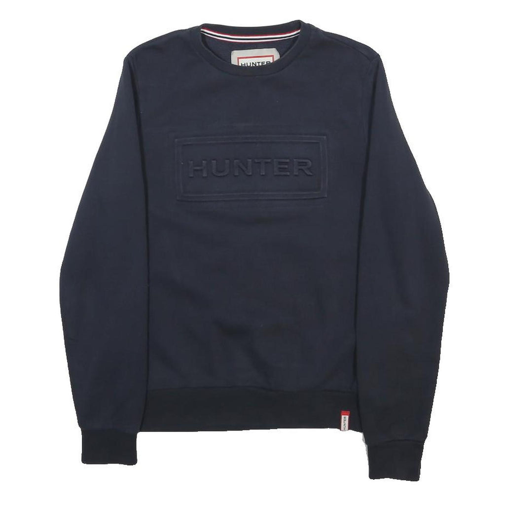 HUNTER Mens Navy Blue Sweatshirt Crew Neck XS Cotton Blend Pullover Logo