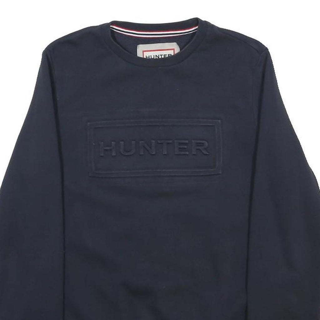 HUNTER Mens Navy Blue Sweatshirt Crew Neck XS Cotton Blend Pullover Logo