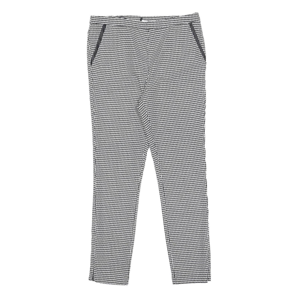 TU Womens Black & White Slim Skinny Woven Check Trousers W28 L27 Zip Closure