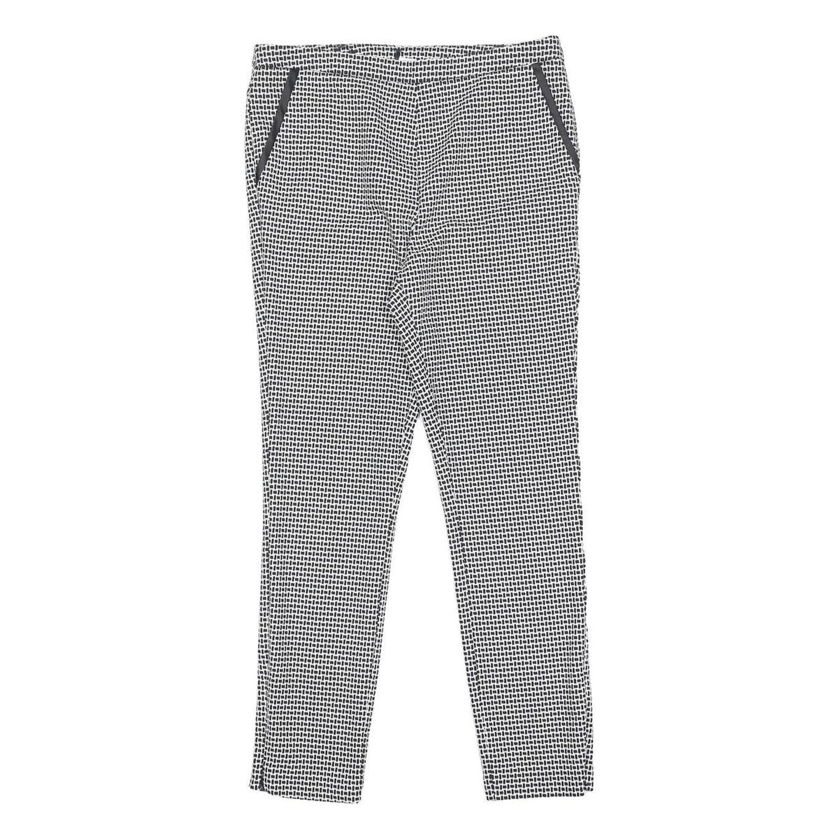 TU Womens Black & White Slim Skinny Woven Check Trousers W28 L27 Zip Closure