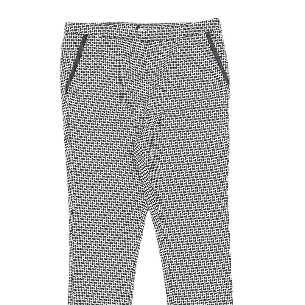 TU Womens Black & White Slim Skinny Woven Check Trousers W28 L27 Zip Closure