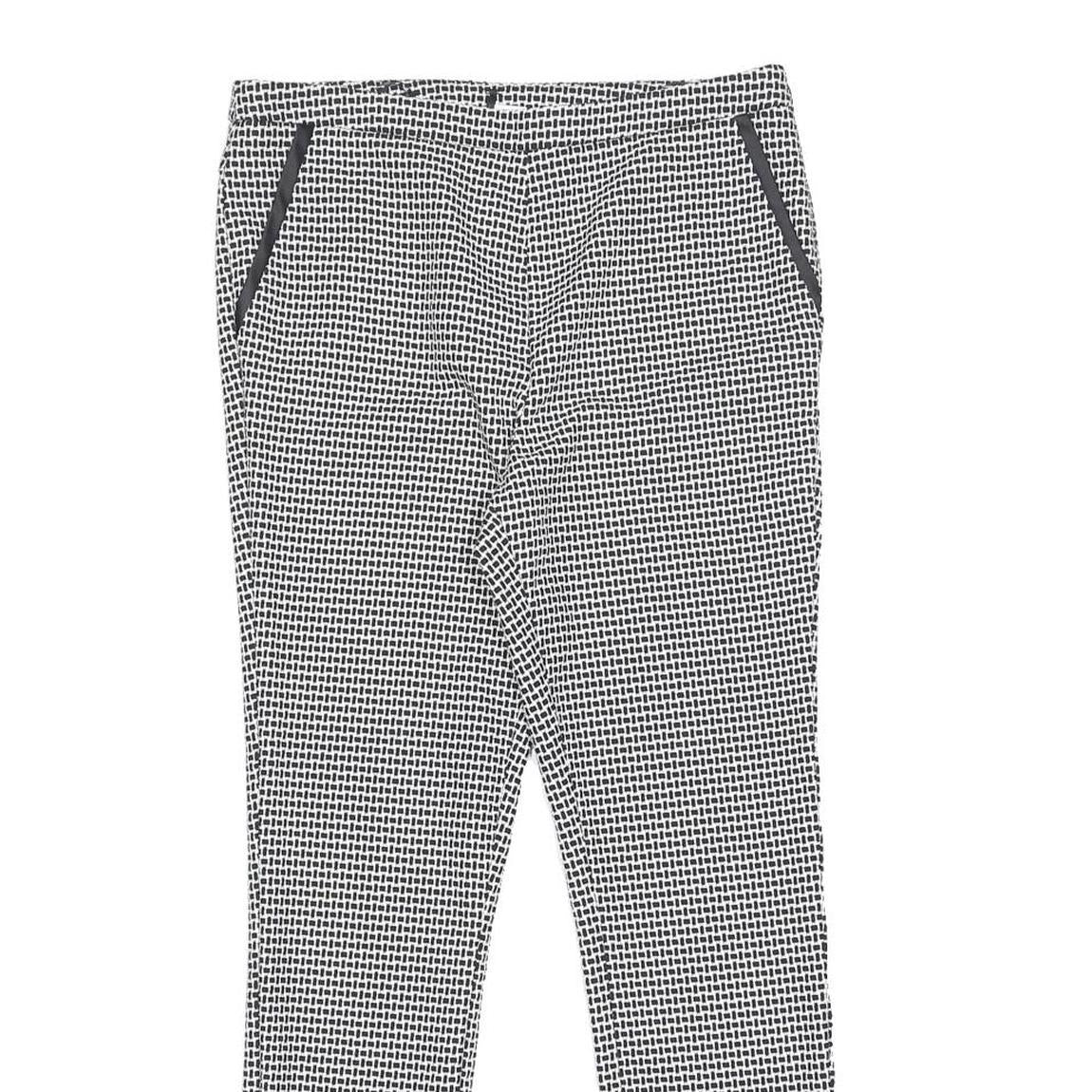 TU Womens Black & White Slim Skinny Woven Check Trousers W28 L27 Zip Closure