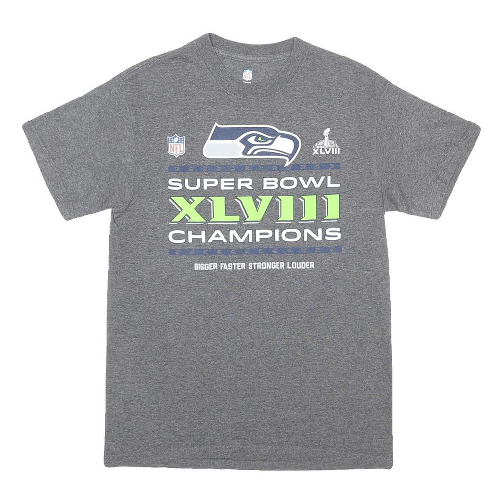 NFL Mens Grey Super Bowl XLVIII Champions Graphic T-Shirt M Short Sleeve Crew