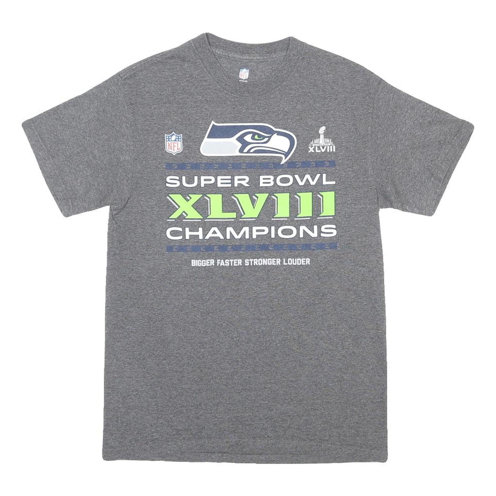NFL Mens Grey Super Bowl XLVIII Champions Graphic T-Shirt M Short Sleeve Crew