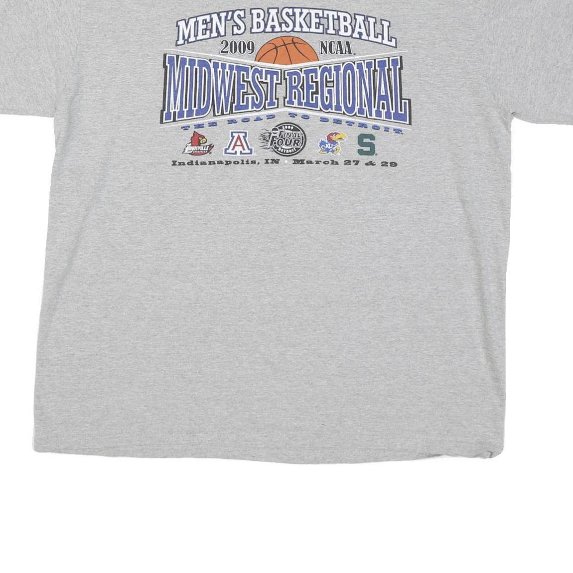 CHAMPION Mens Grey Basketball Midwest Regional Graphic T-Shirt XL Crew Neck