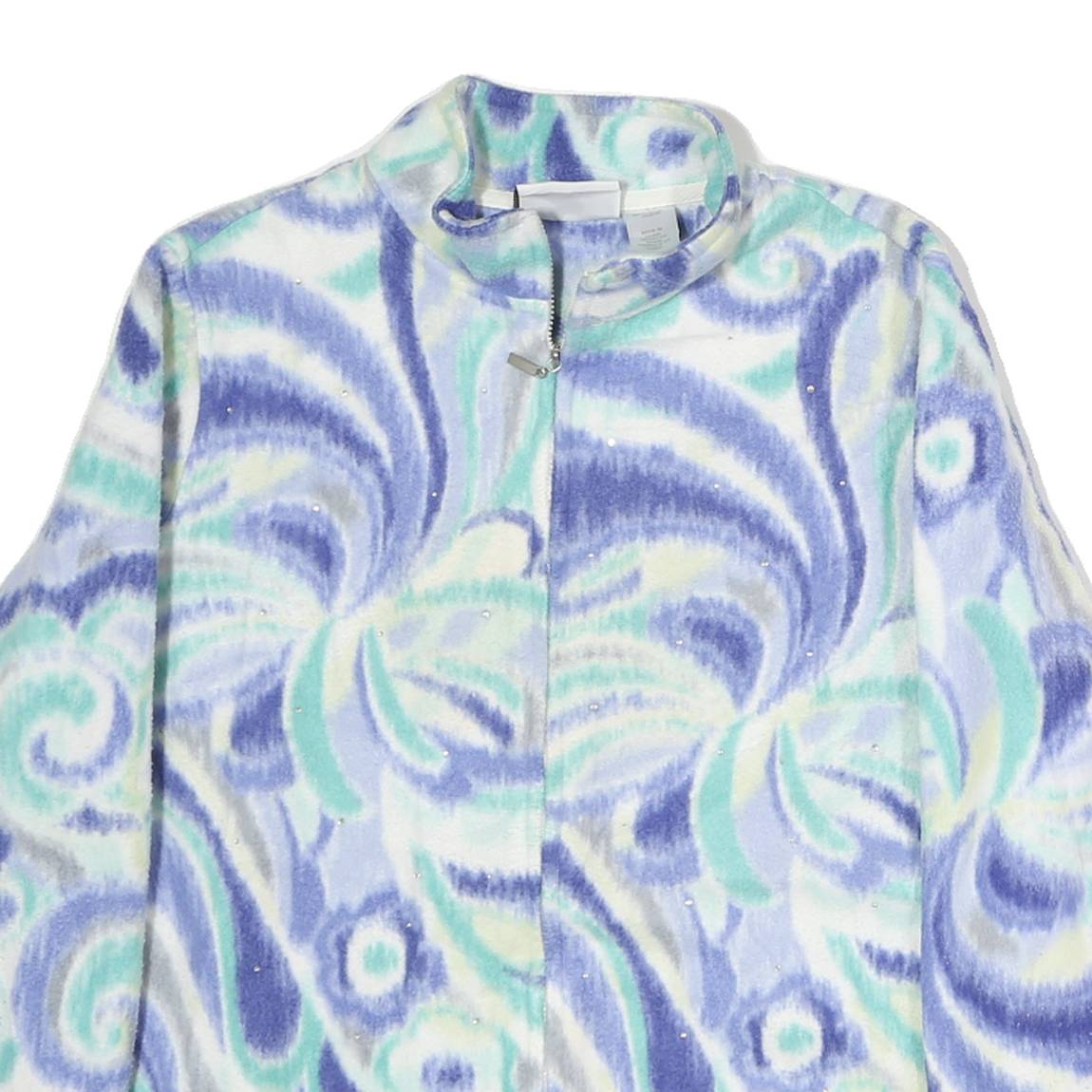 ALFRED DUNNER Womens Blue & Green Polyester Zip Jacket S Printed Pattern