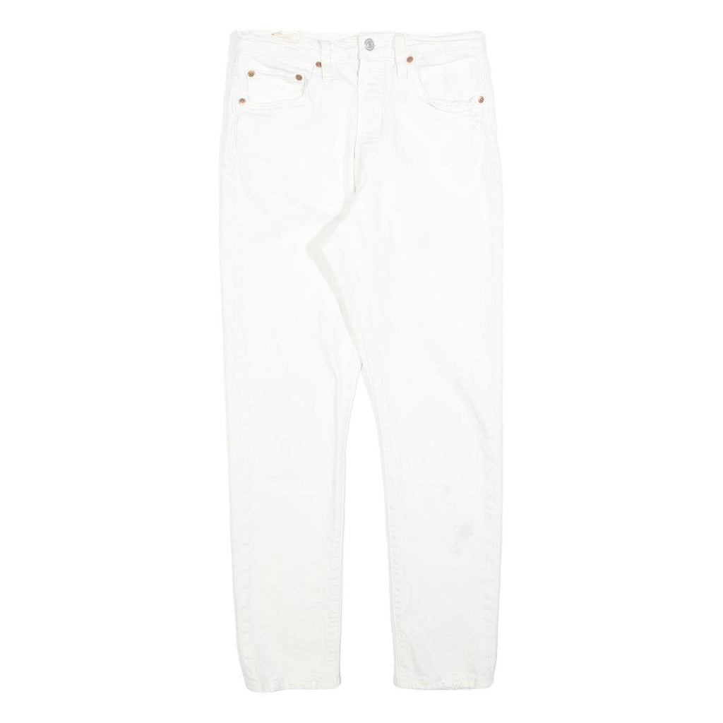 LEVI'S 501S Womens Slim White Denim Jeans Button W28 L28 Classic Cotton