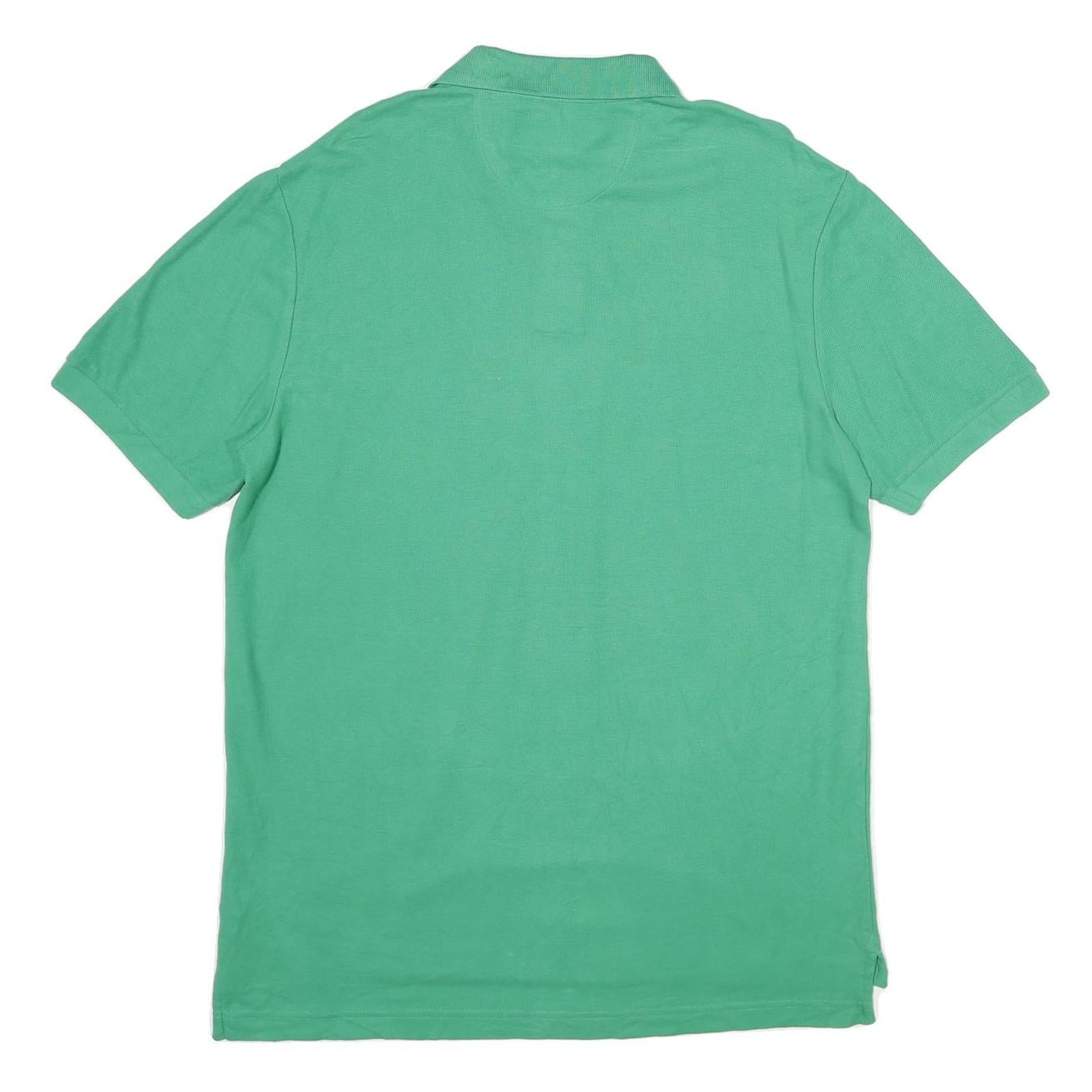 CHAPS Mens Green Short Sleeve Plain L Cotton Polo Shirt Classic Fit Casual