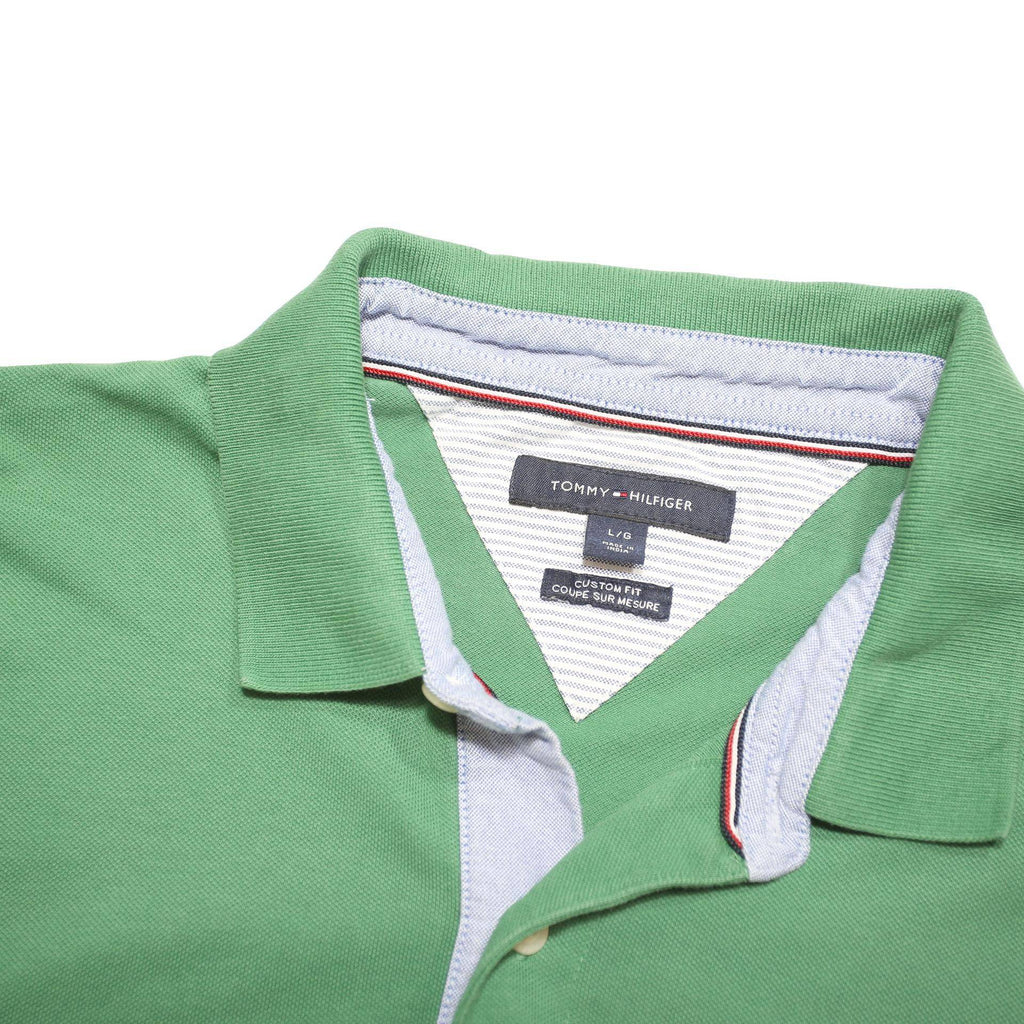 TOMMY HILFIGER Mens Green Cotton Blend Short Sleeve Logo Polo Shirt L