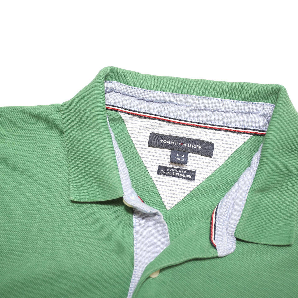 TOMMY HILFIGER Mens Green Cotton Blend Short Sleeve Logo Polo Shirt L