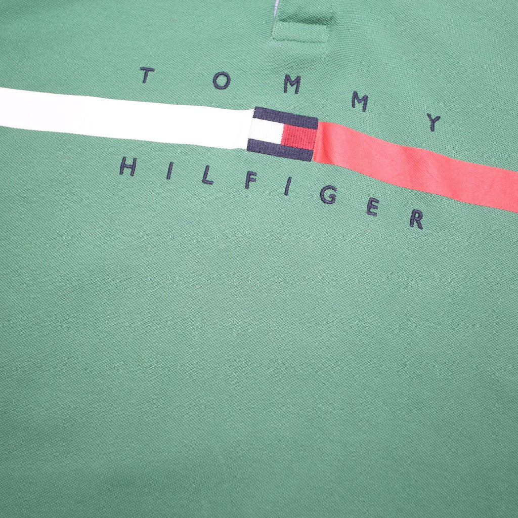 TOMMY HILFIGER Mens Green Cotton Blend Short Sleeve Logo Polo Shirt L