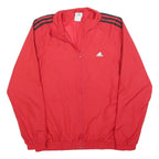 ADIDAS Mens Red & Black Track Jacket L Polyester Blend Plain Zip Athletic
