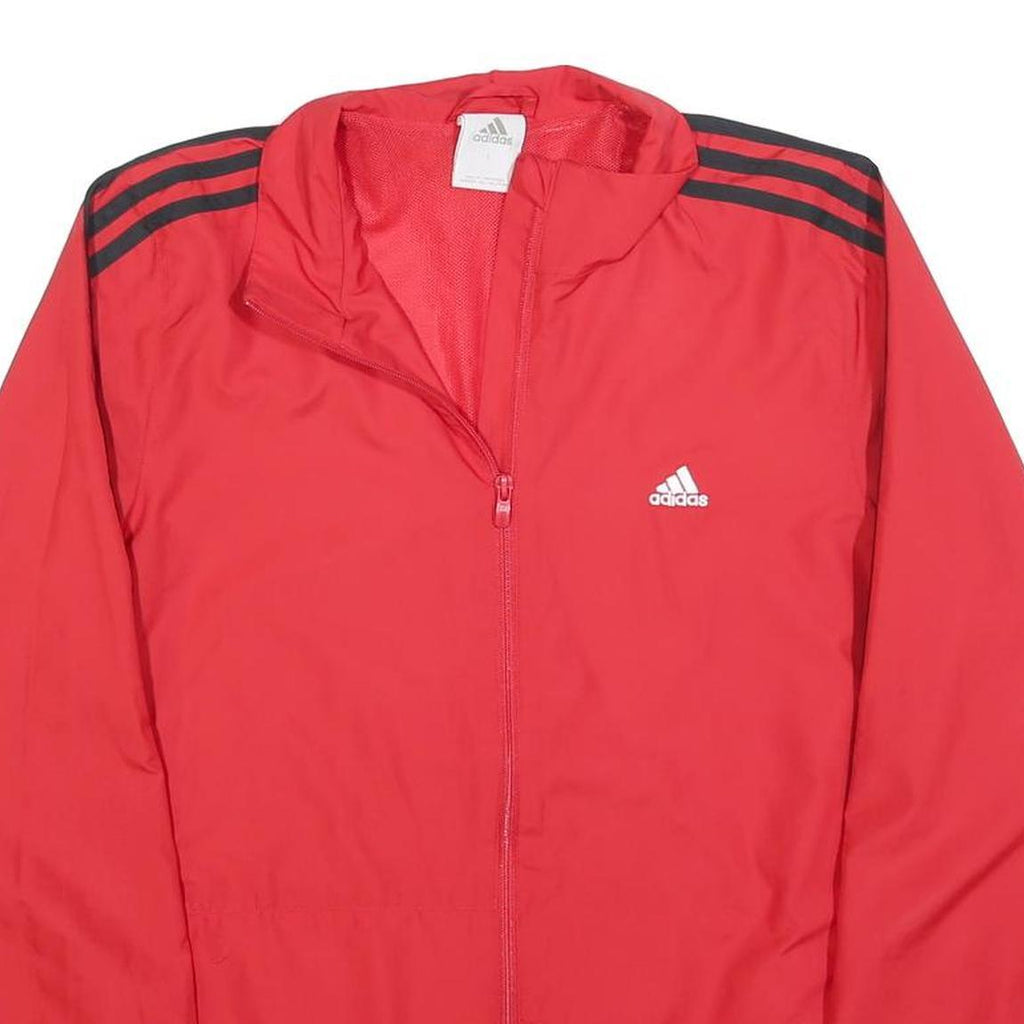 ADIDAS Mens Red & Black Track Jacket L Polyester Blend Plain Zip Athletic