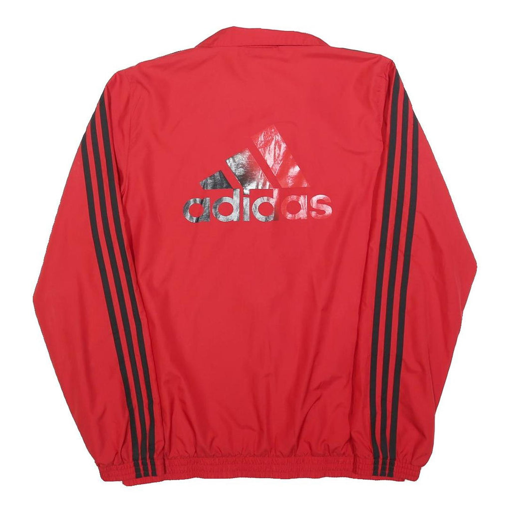 ADIDAS Mens Red & Black Track Jacket L Polyester Blend Plain Zip Athletic