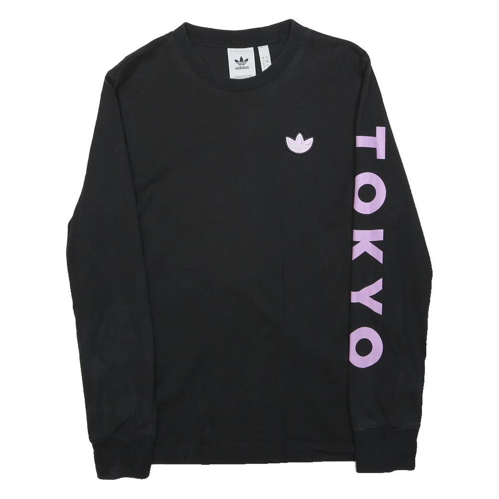 ADIDAS Womens Black & Purple Tokyo Crew Neck XS Sweatshirt Cotton Blend
