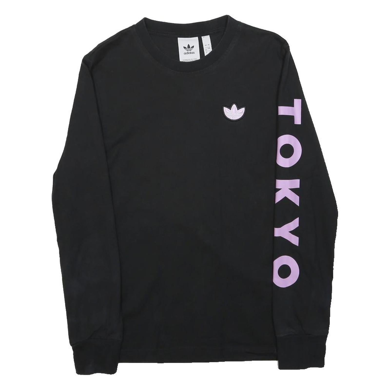 ADIDAS Womens Black & Purple Tokyo Crew Neck XS Sweatshirt Cotton Blend