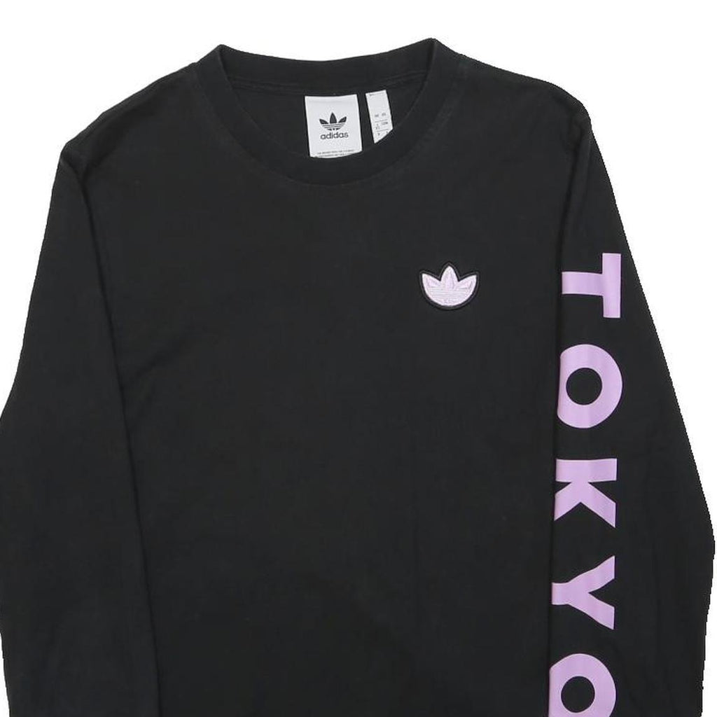 ADIDAS Womens Black & Purple Tokyo Crew Neck XS Sweatshirt Cotton Blend